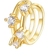 Hey Happiness Vergold. Band Ear Cuff Ohrring mit Zirkoniasteinen Sterlingsilber in Gold | Gr.: onesize