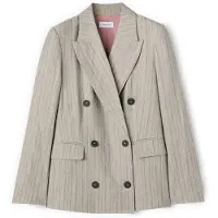 Motivi Structured Double-breasted Pinstripe Jacket Grey Größe: 32 | Blazer Outlet | Damen | Grau