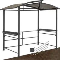 TecTake Grillpavillon 2,4x1,5x2,34m - Alu-Stahl Rahmen - Gitterablagen - Grau