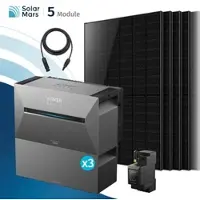 SolarMars Anker SOLIX Solarbank 3 E2700 Pro Balkonkraftwerk Speicher mit 500Wp Solarmodul und MC4 Solarkabel Set - 2500Wp ‚Äì 5 Module / 3x BP2700 / Ohne HAL