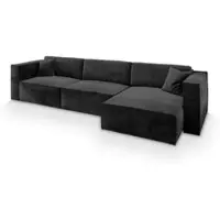 Masseno Ecksofa TOLMO M mit Schlaffunktion L-Form, Sofa mit Bettkasten, Wohnzimmersofa, Couch, Soffa, Bettsofa, Couchgarnitur- Schwarz, MONOLITH 95