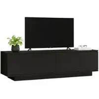 Dmora Fernsehschrank Dpoloni, Ständer für Wohnzimmerfernseher, Niedriges Wohnzimmer-Sideboard, TV-Ständerbasis, 140x36h38 cm, Schwarz