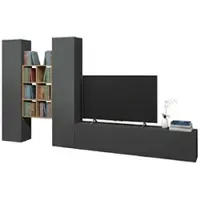 Dmora Wohnzimmermöbel Dcola, Wohnzimmer-Set TV-Möbel mit 3 Türen, Mehrzweck-Wohnmöbel, 100% Italy, cm 320x30h180, Anthrazit und Ahorn
