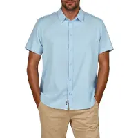 Riverso Leinenhemd Herren Kurzarm Regular Fit RIVEmilio - Bright Sky Blue - 3XL