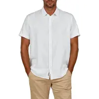 Riverso Leinenhemd Herren Kurzarm Regular Fit RIVEmilio Regular Fit Weiß 3XL