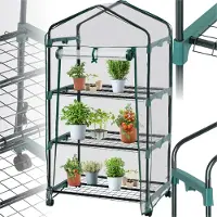 TecTake Foliengewächshaus 0,36 m³, auf Rollen 69 x 49 x 133 cm