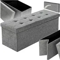 TecTake XL Aufbewahrungsbox - faltbar - Sitzbox - 110 x 38 x 38 cm - Hellgrau