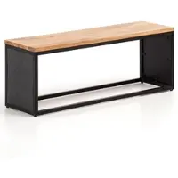 KADIMA DESIGN Sitzbank Akazie Massivholz / Steinoptik 120x45x35 cm Flurbank mit Metallgestell, Design Bettbank Schlafzimmer, Kleine Garderobenbank