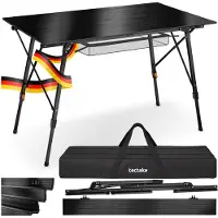 TecTake - Aluminium Campingtisch Campingtisch - höhenverstellbar - LxBxH: ca. 120x70,5x58-79cm - inkl. Tragetasche - schwarz