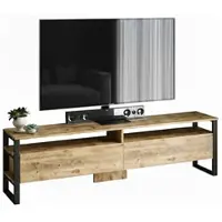 Dmora Fernsehschrank Dpirozz, Ständer für Wohnzimmerfernseher, Niedriges Wohnzimmer-Sideboard, TV-Ständerbasis, 180x36h56 cm, Eiche