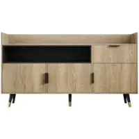STILVORA Sideboard mit offenen Regalen und Schubladen,Kommode mit geräuscharmen Schienen,Aufbewahrungsschrank mit beidseitigen Schwingtüren