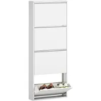 HOMCOM Schuhschrank-55L x 15B x 139,5H cm-Weiß | Gr.: onesize