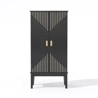 STILVORA Küchenschrank mit kompakten Maßen 120x59x30cm, Aufbewahrungsschrank mit 2 Türen und 5 Fächern, Sideboard für Küche Esszimmer Wohnzimmer Flur im Vintage-Stil，Schwarz