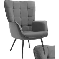 TecTake Ohrensessel - Skandinavischer Teddy Bouclé Sessel für Wohnzimmer und Schlafzimmer - Lounge Sessel mit schwarzen Metallbeinen - Belastbarkeit 150kg - Grau