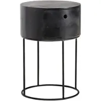 KADIMA DESIGN Nachtkonsole Mango Massivholz Metall 40x40x60 cm Nachttisch Schwarz, Design Nachtkommode Rund Boxspringbett mit Schublade, Nachtkästchen mit