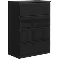 Masseno Kommode NUDO 70 cm Sideboard mit 4 Schubladen und Türen für Wohnzimmer Schlafzimmer Modern 70x39x102 cm Schwarz / Schwarz