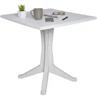 Dmora Gartentisch Dmondel, Feststehender quadratischer Tisch, Mehrzweck-Gartentisch, 100 % Italy, 70x70h72 cm, Weiß