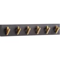 KADIMA DESIGN WANDGARDEROBE Mango Massivholz Metall Modern 60x10x8 cm Schwarz Gold