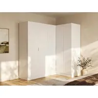 Vente-unique LISTOWEL, Weiß, Garderobe, 7 Regale, 5 Tür(en), Weiß, Partikelbord