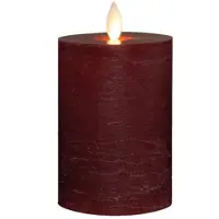 Annas collection Stumpenkerze rustikal Wachs bewegliche Flamme 10x7,5 cm bordeaux