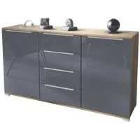 Vladon SIDEBOARD Linio Grau Hochglanz