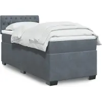 vidaXL Boxspringbett mit Matratze Dunkelgrau 80x200 cm Samt