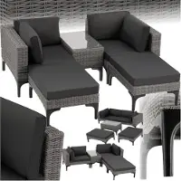 TecTake Aluminium Rattan Lounge Bellaria wetterfest und UV-beständig Dicke der Sitzpolster 8 cm