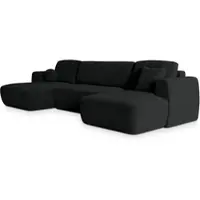 Masseno Ecksofa SENTUM K mit Schlaffunktion U-Form, Sofa mit Bettkasten, Wohnzimmersofa, Couch, Soffa, Bettsofa, Couchgarnitur- Schwarz, KRONOS 07
