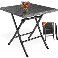 Casaria Gartentisch Wetterfest Klappbar 65x65cm Balkontisch Polyrattan Outdoor 60kg Belastbarkeit Klapptisch Terrasse Balkon Camping Tisch Anthrazit