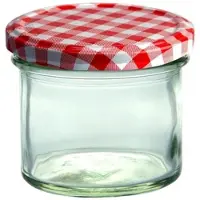 MamboCat 100er Set Sturzglas 125 ml Marmeladenglas Einmachglas Einweckglas To 66 rot karierter Deckel incl. Diamant-Zucker Gelierzauber Rezeptheft