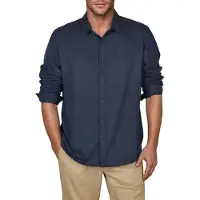 Riverso Leinenhemd Herren Langarm Regular Fit RIVFabrizio - Navy - XL