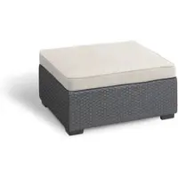Allibert Salta Hocker Anthrazit mit Sand Kissen - Stilvoller Gartenhocker in Rattanoptik