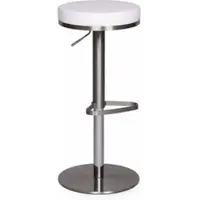 KADIMA DESIGN Barhocker WL1.294 Weiß Edelstahl höhenverstellbare Sitzhöhe 57 - 82 cm, Barstuhl Modern 360° Drehbar, Tresenhocker mit Standfuß, Design Bistrohocker