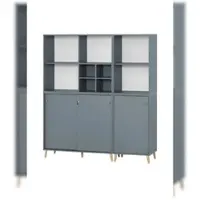 Proregal Jaguar Set 2 Aktenregal 2 Aktenschrank & Regalkreuz Breite 51-100 cm Blau