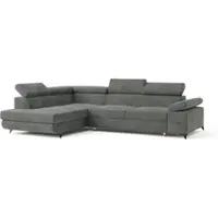 Masseno Ecksofa FAVIEN L-S mit Schlaffunktion L-Form, Sofa mit Bettkasten, Wohnzimmersofa, Couch, Soffa, Bettsofa, Couchgarnitur- Grau, MONOLITH 85