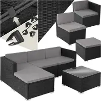 TecTake Rattan Lounge Lignano für 3 bis 4 Personen widerstandsfähig