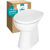 Calmwaters Erhöhtes Stand-WC Elements Wellness in Weiß, spülrandlos mit Erhöhung +7 cm, Tiefspüler mit WC-Sitz