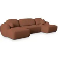 Masseno Ecksofa SAVONA N mit Schlaffunktion U-Form, Sofa mit Bettkasten, Wohnzimmersofa, Couch, Soffa, Bettsofa, Couchgarnitur- Orange, NOW OR NEVER 54