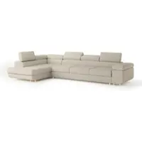 Masseno Ecksofa VICENTE mit Schlaffunktion L-Form, Sofa mit Bettkasten, Wohnzimmersofa, Couch, Soffa, Bettsofa, Couchgarnitur- Beige, QUELLE 05