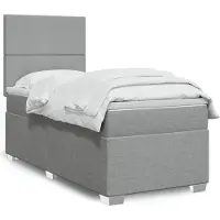 vidaXL Boxspringbett mit Matratze Hellgrau 80x200 cm Stoff