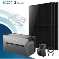SolarMars Anker SOLIX Solarbank 3 E2700 Pro Balkonkraftwerk Speicher mit 500Wp Solarmodul und MC4 Solarkabel Set - 1500Wp ‚Äì 3 Module / Ohne Erweiterungsakku / Flachdach/Garten/Wand