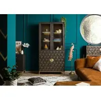 MASSIVMOEBEL24.DE Vitrine Mango 99x40x200 grau geölt DIAMOND #115