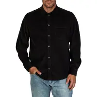 Riverso Cordhemd Herren Langarm Regular Fit RIVMorten Regular Fit Schwarz 5XL