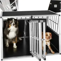 TecTake Hundetransportbox doppel mit schräger Rückwand mit schützenden Kunststoffecken