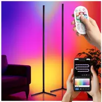TecTake Led Stehlampe Spectra 16 Millionen Farben Über 200 Lichteffekte Steuerbar Per Smartphone und Sprachassistenten 29 5 x 29 5 x 145 cm Schwarz