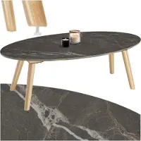 TecTake Ovaler Couchtisch Acerra 100 x 50 x 34,5 cm