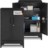 TecTake Aktenschrank, 60 x 40 x 100 cm, 2 verstellbare Zwischenböden, pulverbeschichteter Stahl, Kippschutz, höhenverstellbare Füße
