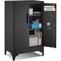 TecTake GmbH Aktenschrank Blake, Magnetverschluss, höhenverstellbare Böden, 60x40x100cm, schwarz, Büro, Stauraum