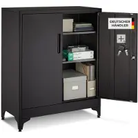 TecTake Aktenschrank, 80 x 40 x 100 cm, 2 verstellbare Zwischenböden, pulverbeschichteter Stahl, Kippschutz, höhenverstellbare Füße