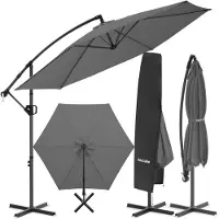 TecTake GmbH Ampelschirm Artemis 300x300 cm 360 Grad drehbar neigbar Sonnenschirm UV Schutz 50 grau modern robust